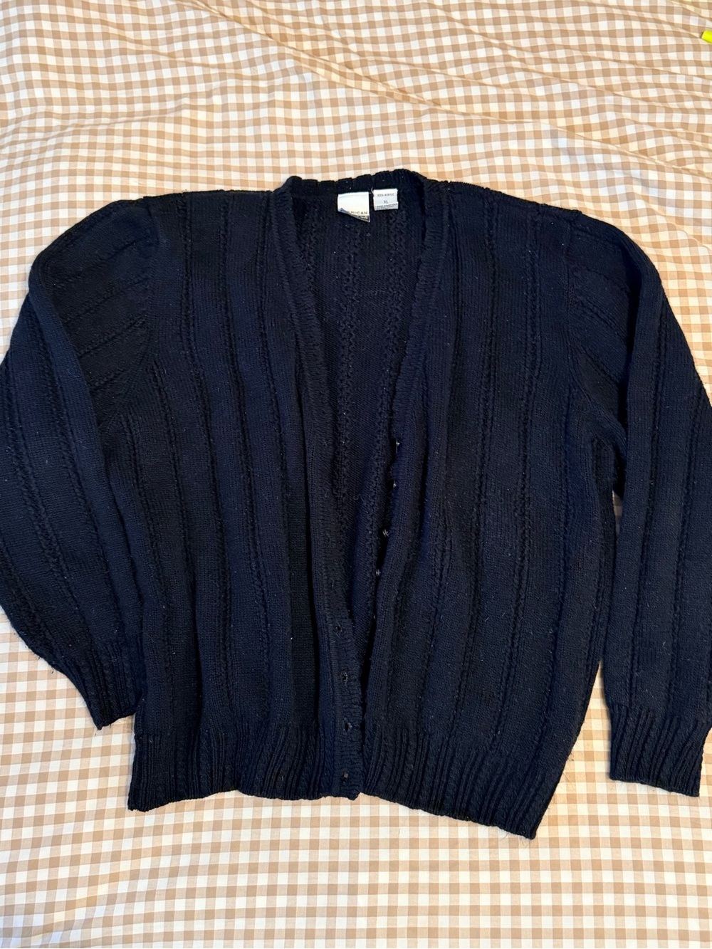 Classic Women's Black Button-Front  Chunky Cardigan Sweater
